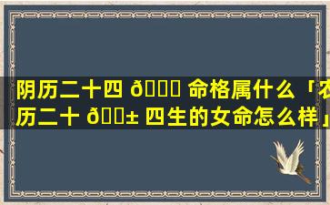 阴历二十四 🐅 命格属什么「农历二十 🐱 四生的女命怎么样」